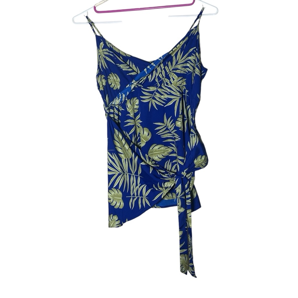Boohoo Blue and Green Tropical Print Dress